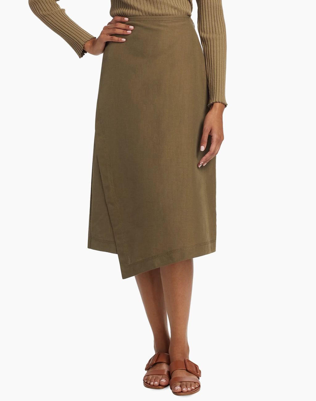 Vince Utility Panelled Asymmetric Skirt in Washed Vine Sz 0 $395
