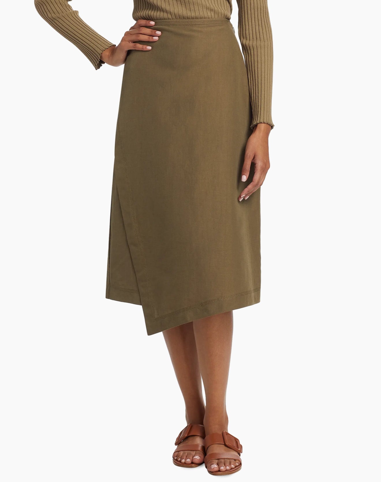 Vince Utility Panelled Asymmetric Skirt in Washed Vine Sz 0 $395