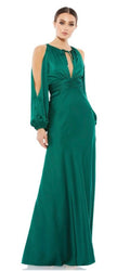 Mac Duggal 55397 Cold-Shoulder
Bishop Sleeve Keyhole Neck Dress in Emerald  Sz 4 $398