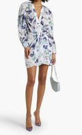NWT IRO Odine pleated wrap-effect chiffon mini dress Sz 38 US 6 Medium $595