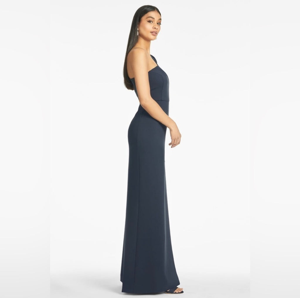 Sachin & Babi Nadia One-Shoulder Navy Gown NWT Size 6 $285