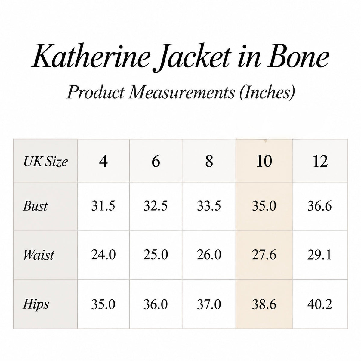 VICTORIA BECKHAM Katherine Jacket Bone UK 10 US 6