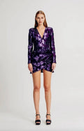 Torn by Ronny Kobo Linda Sequin Mini Dress Deep Aubergine Sz Medium $238