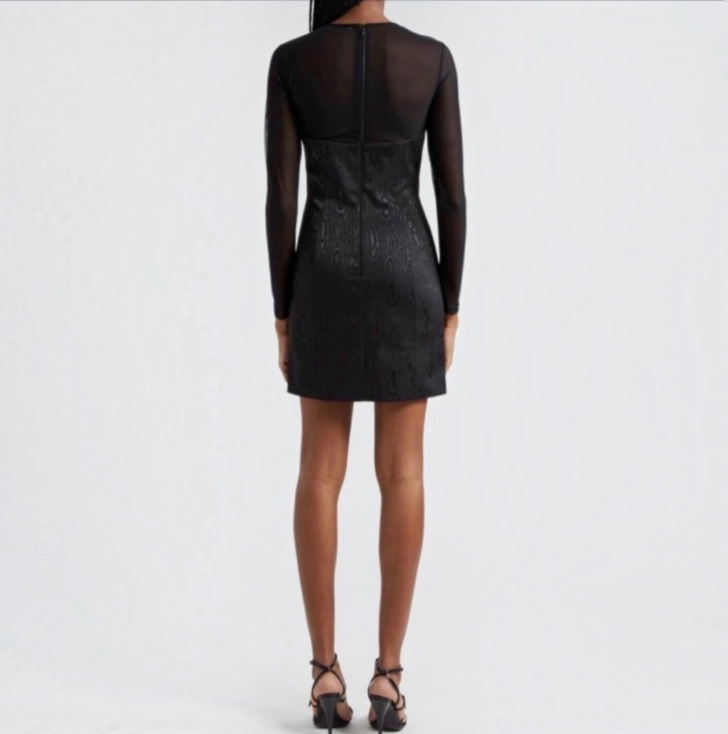 Alice + Olivia Takako Mesh
Long Sleeve Mini Dress Black Sz 2
