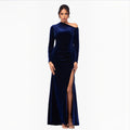BETSY & ADAM Annette Velvet Off-Shoulder Gown Navy Size 20W