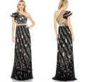 Mac Duggal 70160 Embroidered
Ruffled One Shoulder Lace Up
Gown Black Sz 14 $498