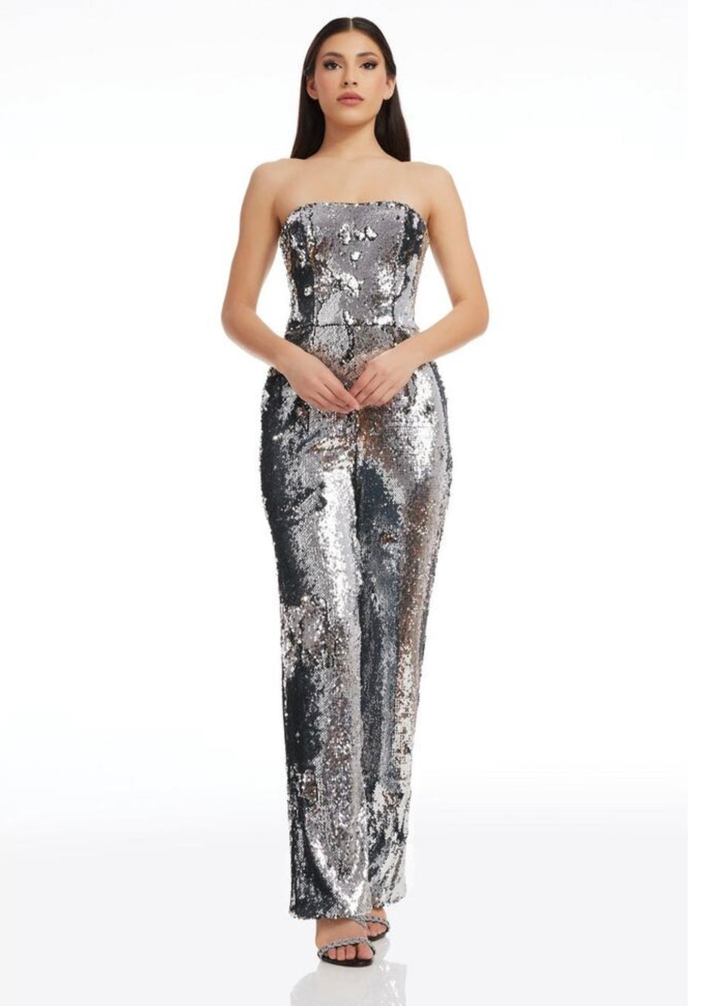 Dress the Population
Andy Sequin
Strapless Jumpsuit Silver Sz XXS $316