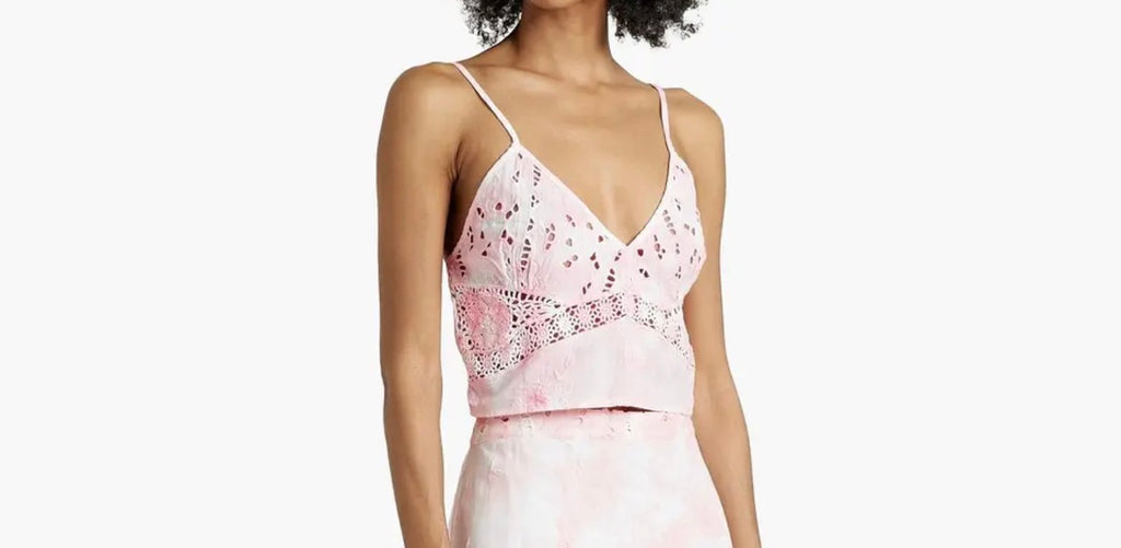 LoveShackFancy Mizu Crop Top & Geanie Skirt Set Pink Party Hand Dye Papershell Top Sz 4 Skirt Sz Small $540