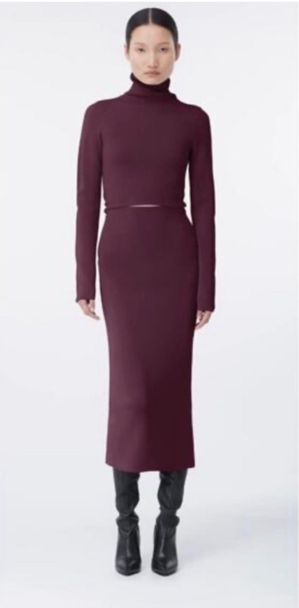 GAUGE81 Suno Long Sleeve Cut Out Midi Dress Merlot Sz 36 US Small