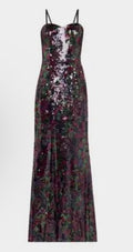 Dress the Population Black Label Sheridan Floral Sequin Sweetheart Gown Sz Small $450