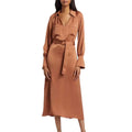 Ramy Brook Cecilia Belted Midi Dress in Sadle Sz XS $585