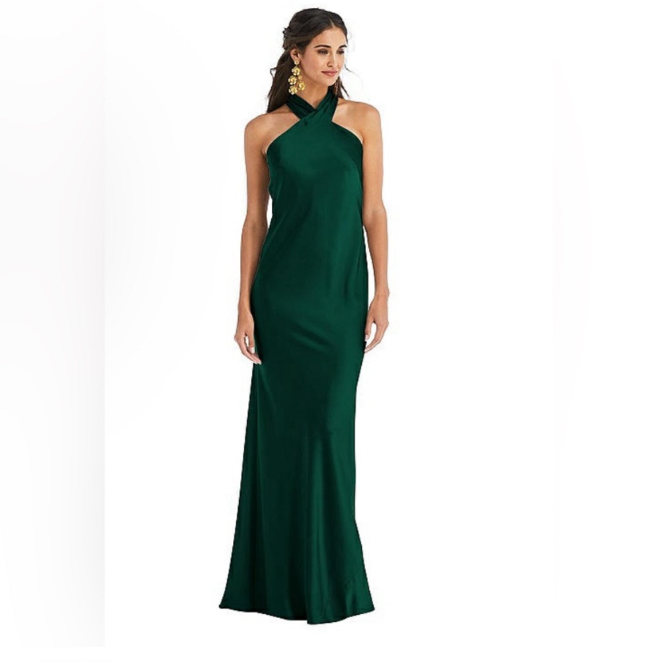 Lovely LB025 twist halter lux charmeuse maxi Dress Evergreen Sz XL
$231