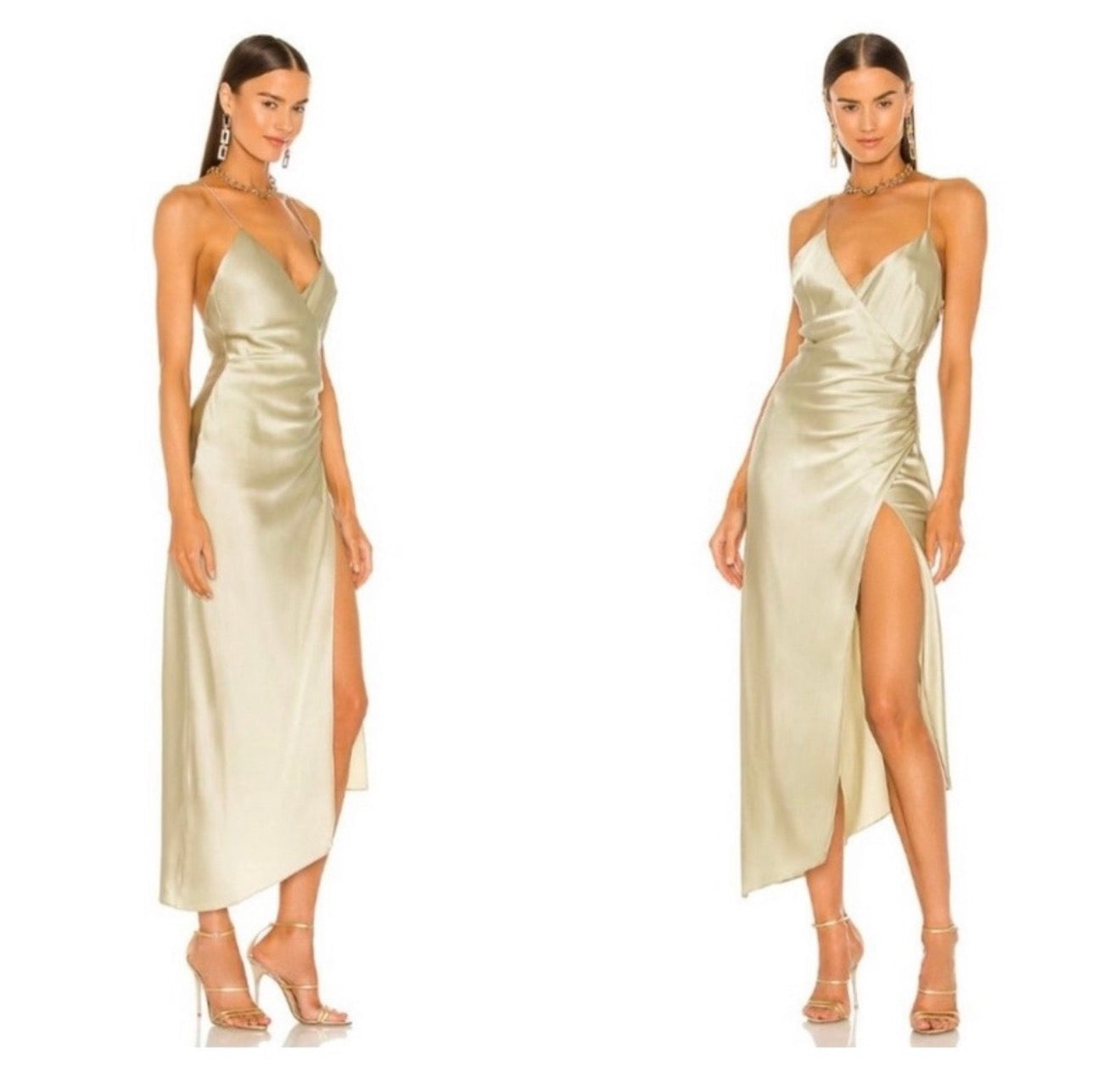Ser.o.ya Emma Midi Silk Dress in Sage Medium $395