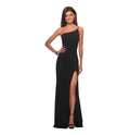 La Femme One-Shoulder Jersey
Gown in Black Sz 10