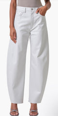 AGOLDE Luna High Waist Barrel Leg Leather Blend Pants in Wisp 
$348