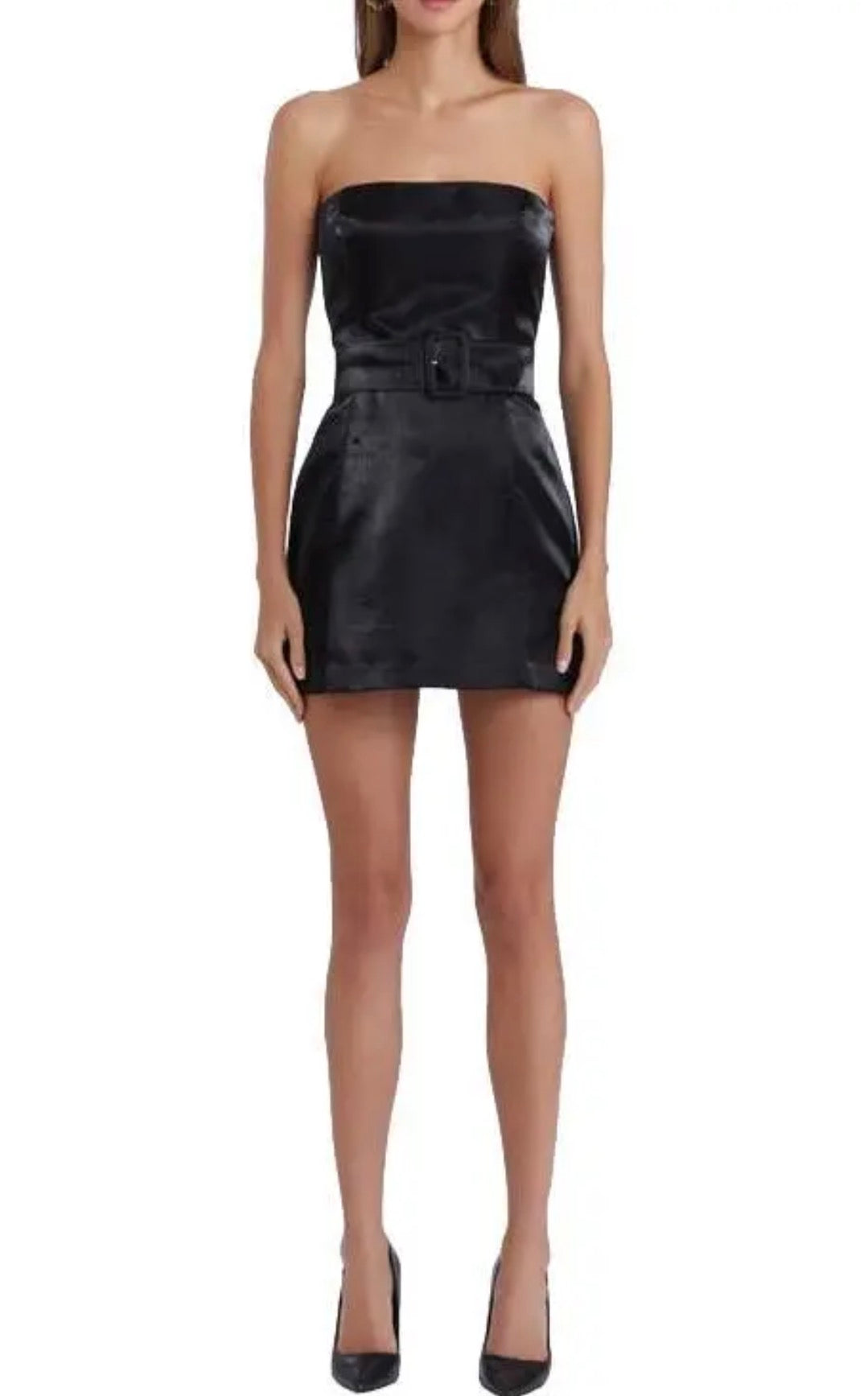 AMANDA UPRICHARD
Fae Strapless Satin Mini Dress Black Sz Medium $252