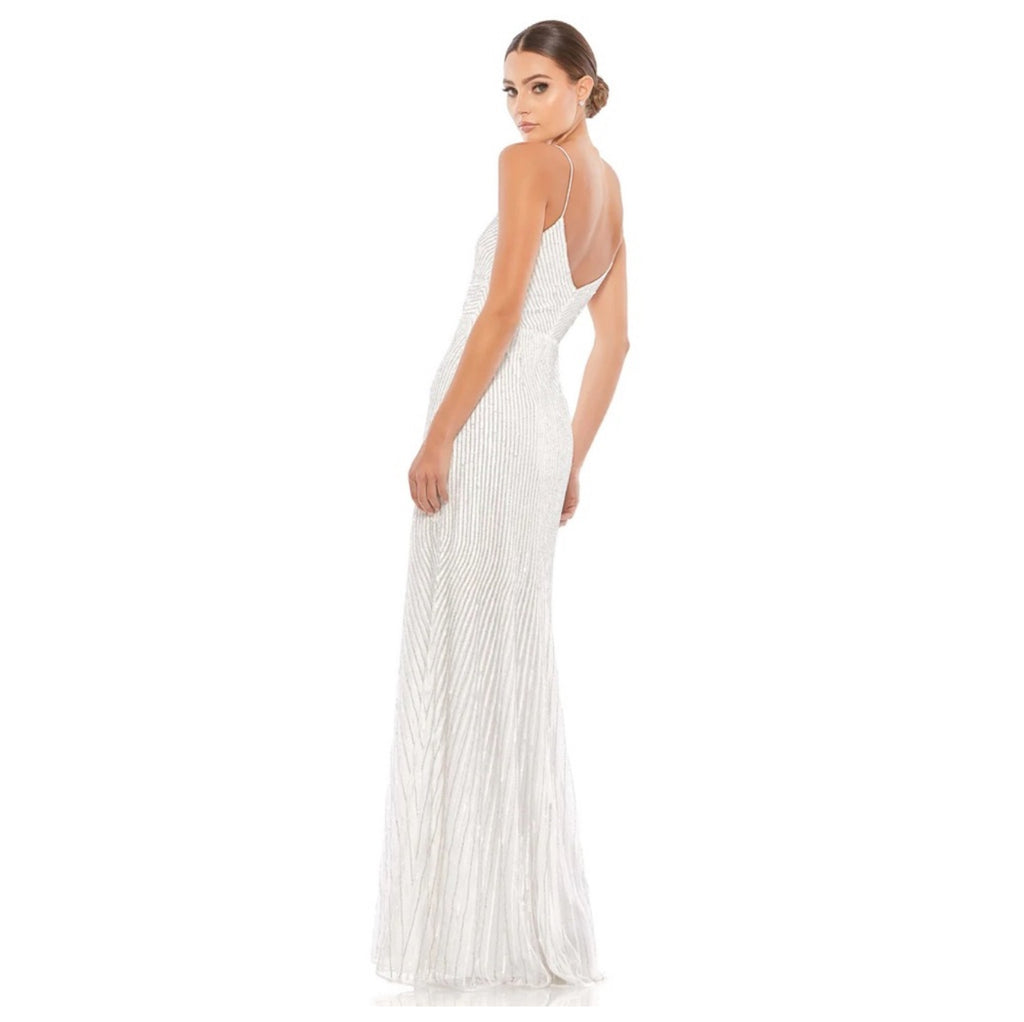 Mac Duggal Sequin Spaghetti Strap Gown Pearl  #10817 $498