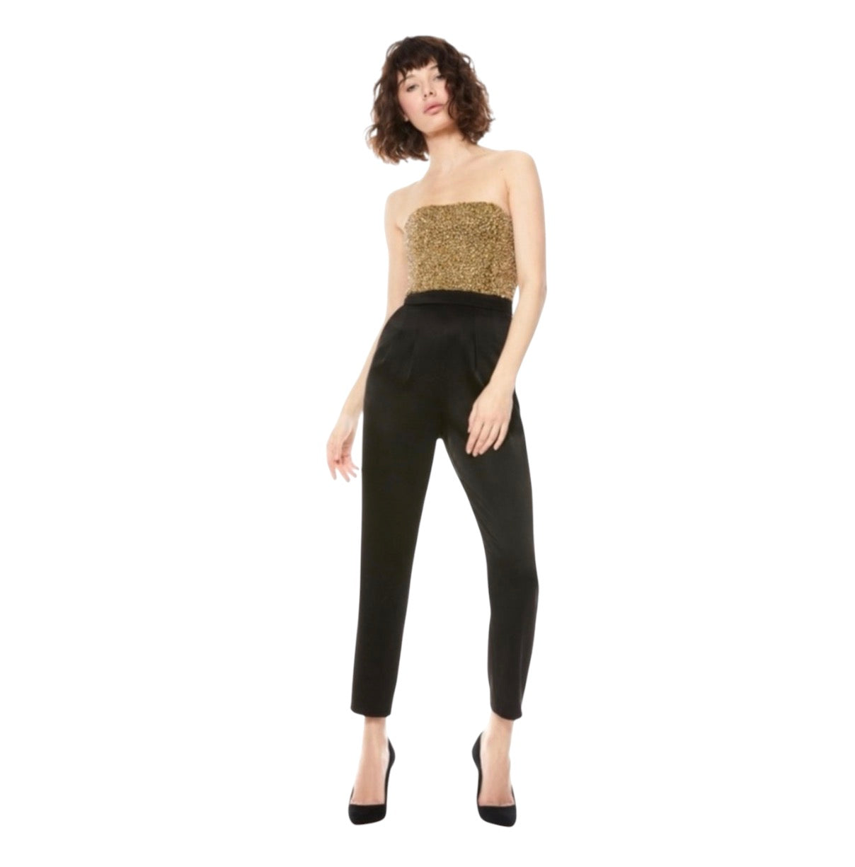 ALICE + OLIVIA Jeri
Embellished Jumpsuit Gold and Black size 8