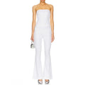 Ser.o.ya Jeanette Stretch Denim Flare Jumpsuit in White Sz Large $378
