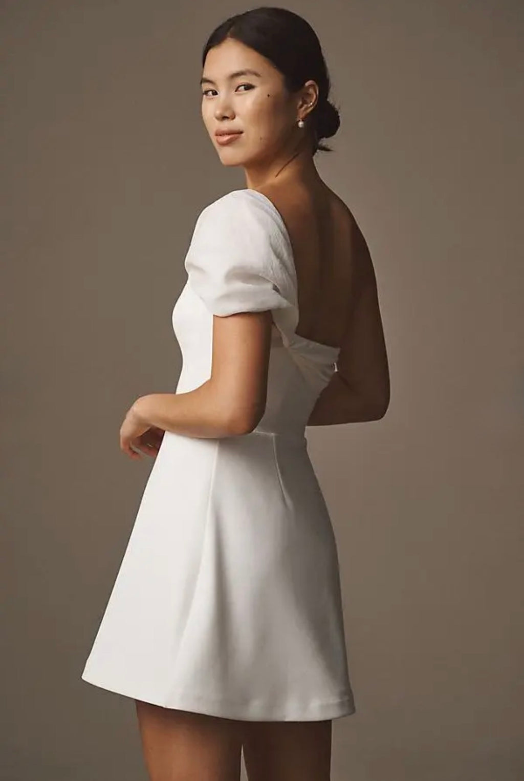 Dress The Population Olive One-Shoulder Mini Dress Ivory White Sz Small