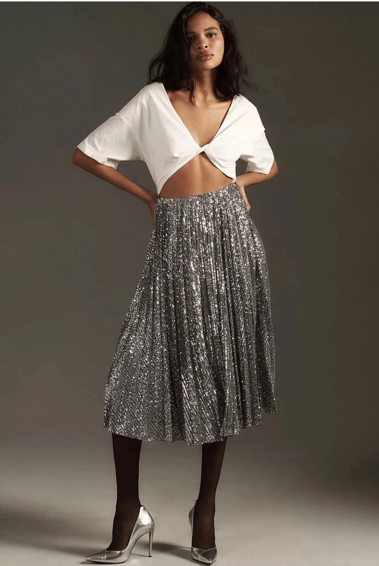 Anthropologie Delfi Collective
Sequin Twofer Midi Dress Sz Small $398