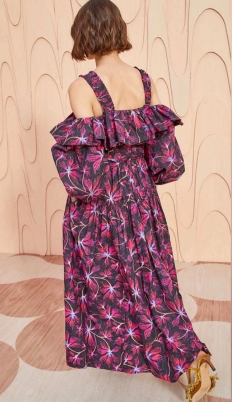 Ulla Johnson Caprice Ruffled Floral
Print Midi Dress Zinnia Sz 2