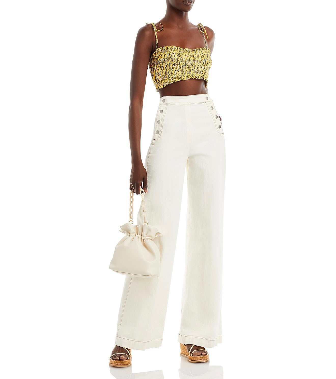 RHODE Pari Cropped Bandeau Top in Jawahat Garden Golden Mini Sz 4 $195