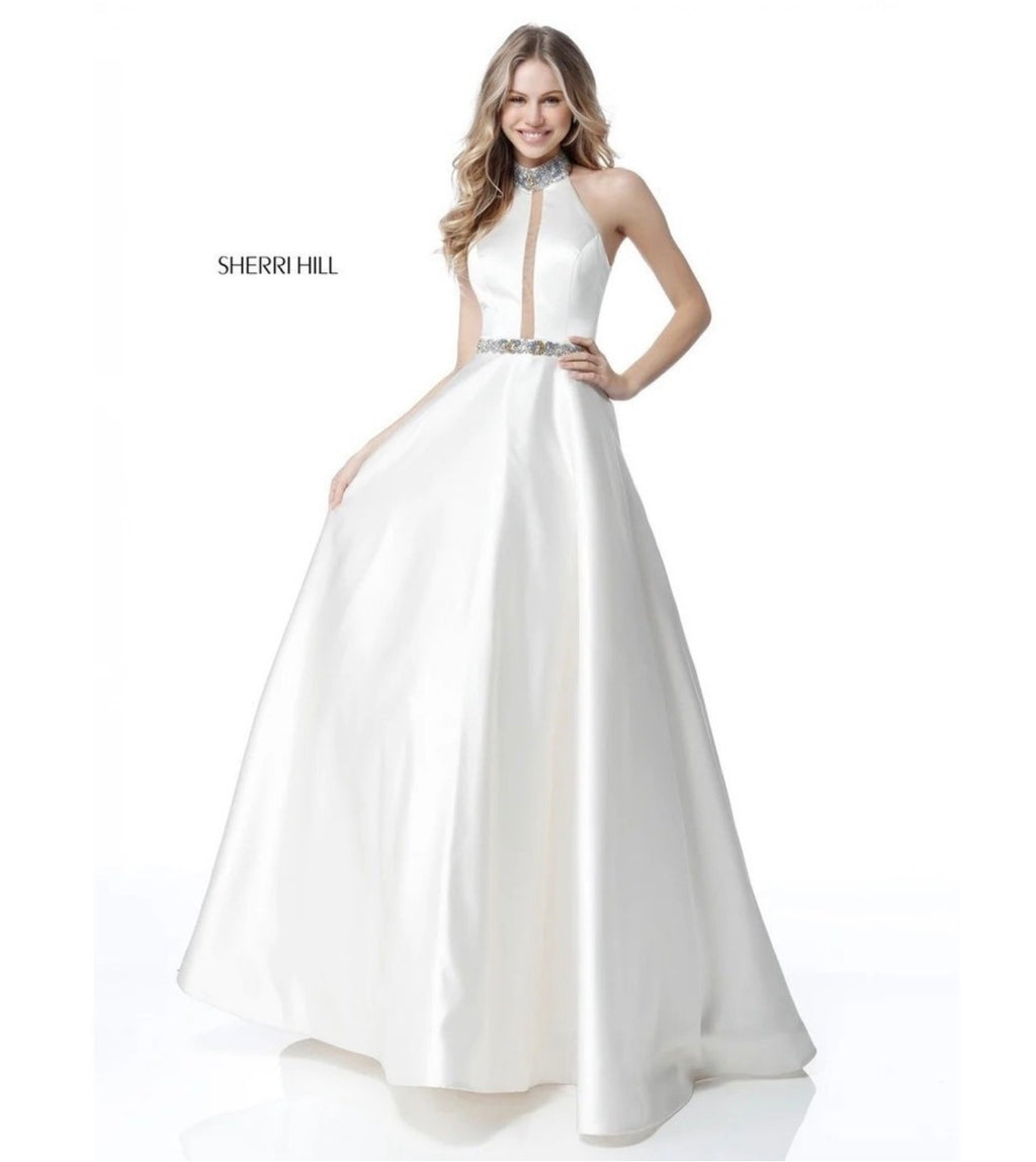 Sherri Hill 51589 Ivory Beaded Halter Ball Gown Pink Crystal
Detail Size 6 $598