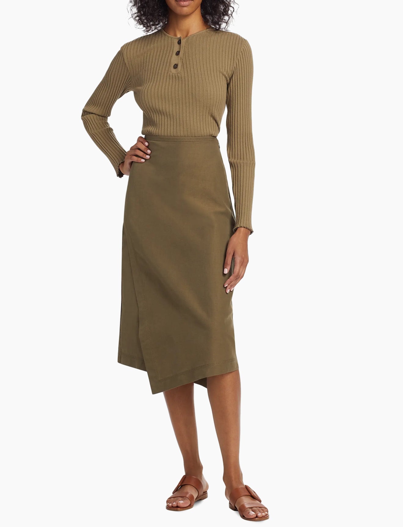 Vince Utility Panelled Asymmetric Skirt in Washed Vine Sz 0 $395