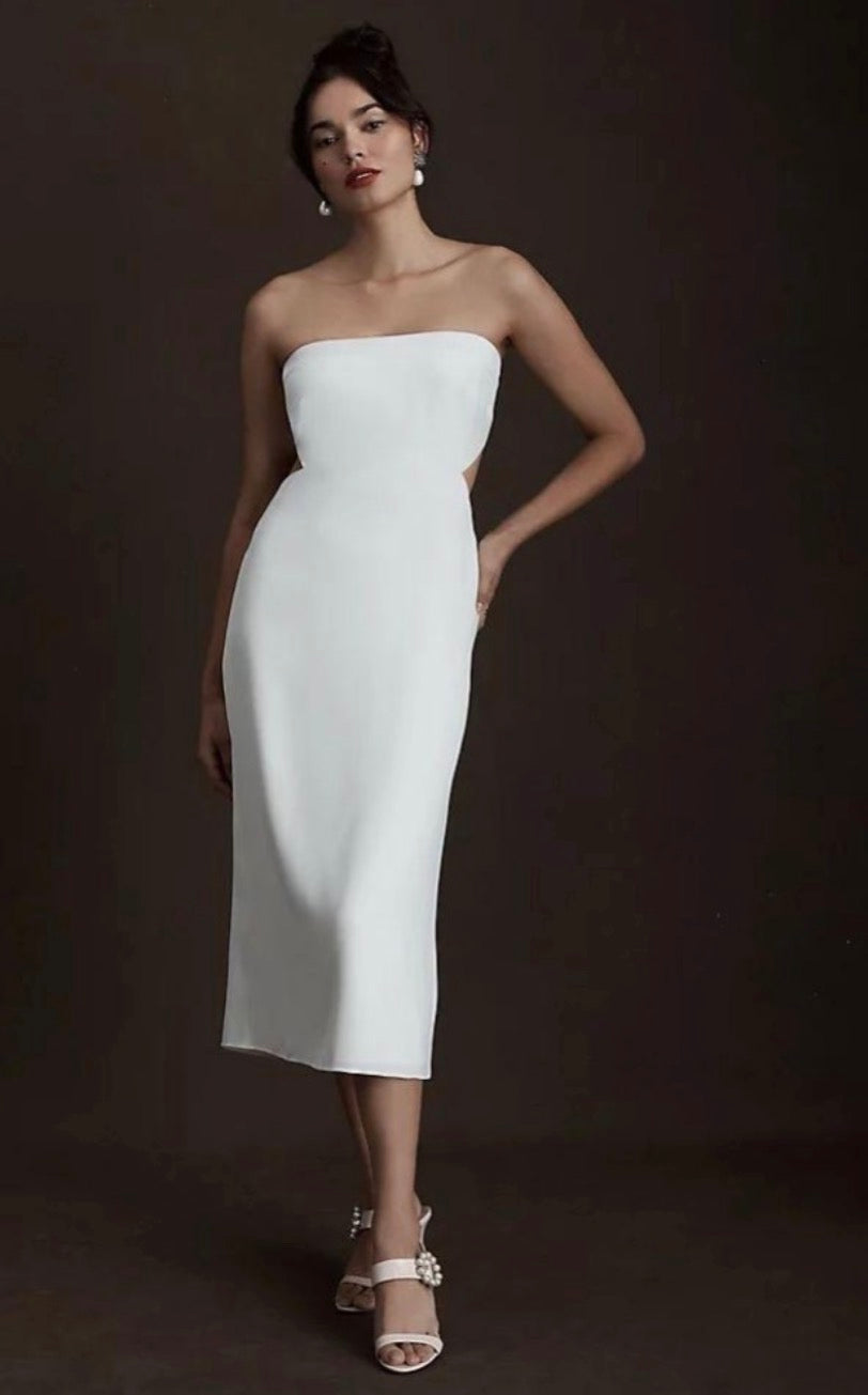 Sachin & Babi Sadie Strapless White Midi Dress Sz 12 $280
