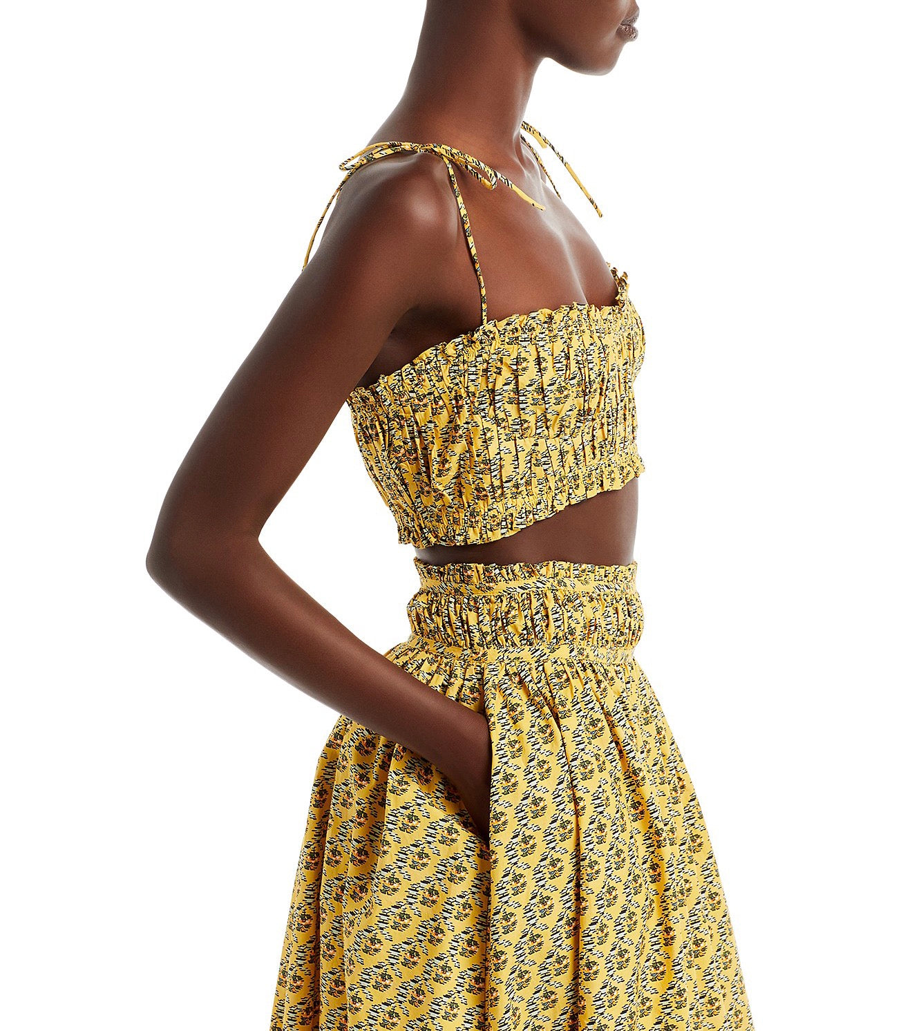 RHODE Pari Cropped Bandeau Top in Jawahat Garden Golden Mini Sz 4 $195