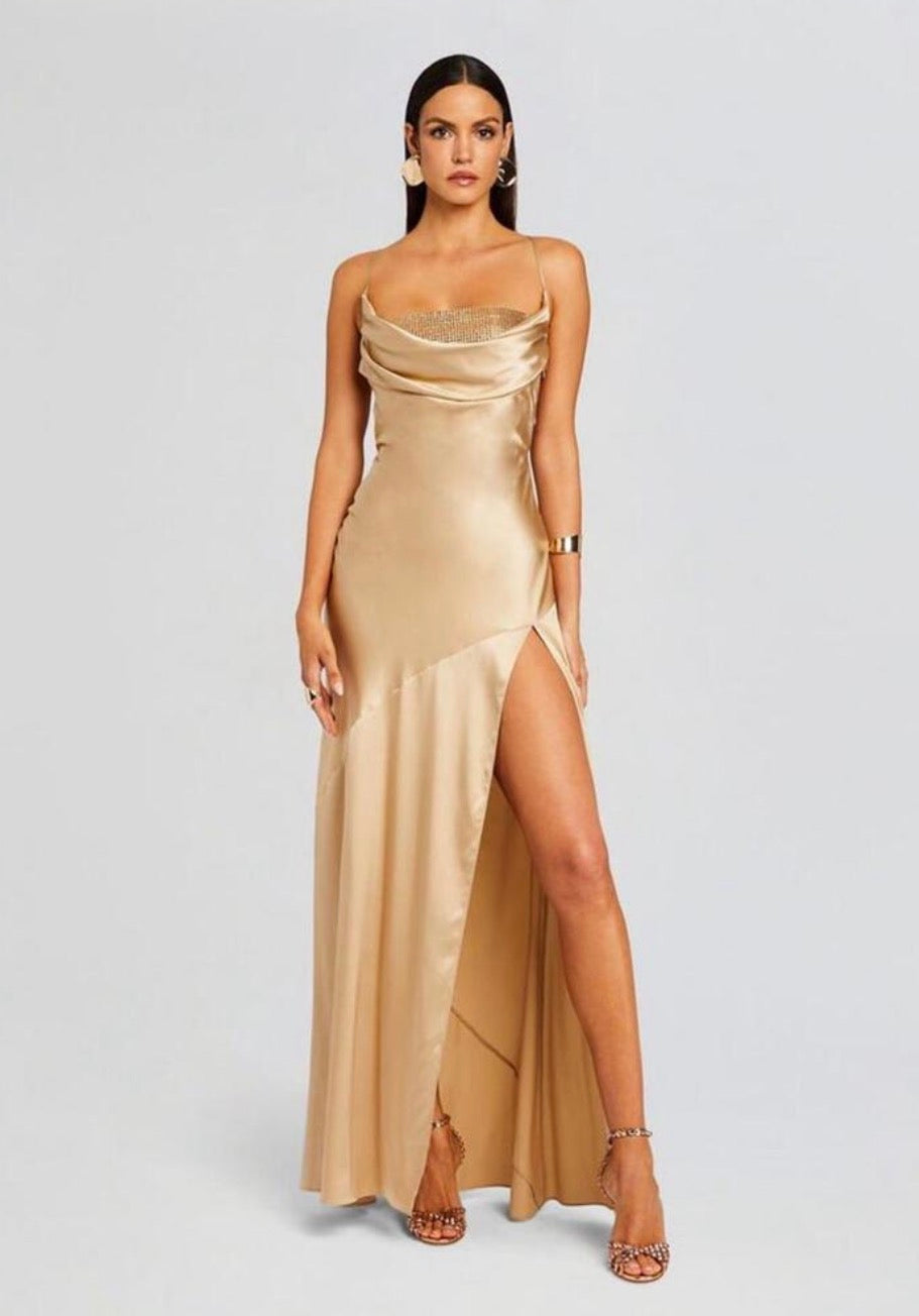 Retrofete Emery Crystal
Sequin Embellished Maxi Dress in Nude Sz Large $798
