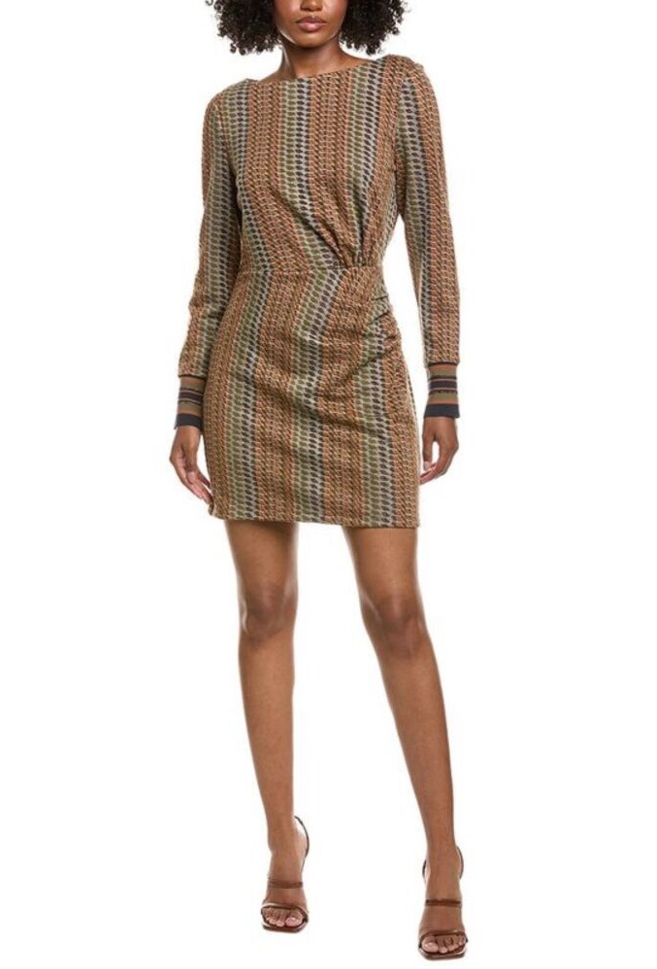 Ramy Brook Wheeler Dress Dark Moss Geometric Metallic Stripe Sz 4 NWT $395
