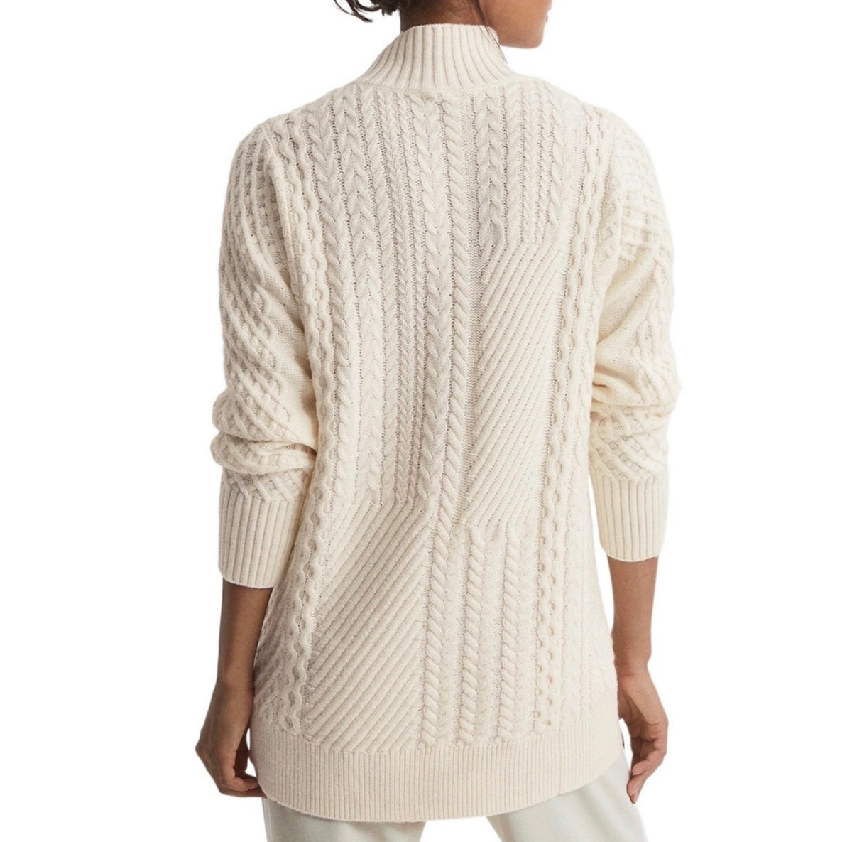 REISS Martha Roll Neck Cable Knit
Sweater in Cream Sz XS