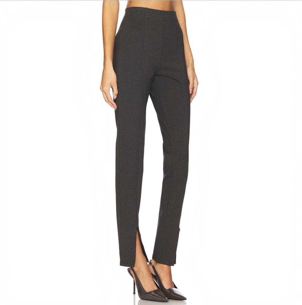 Rue Sophie Vitry Zipper Pants Charcoal Slit Hem Leggings Size Small