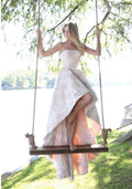 Sherri Hill 51252 Ivory Lace Floral Embroidered High Low Ball Gown Size 0 $850