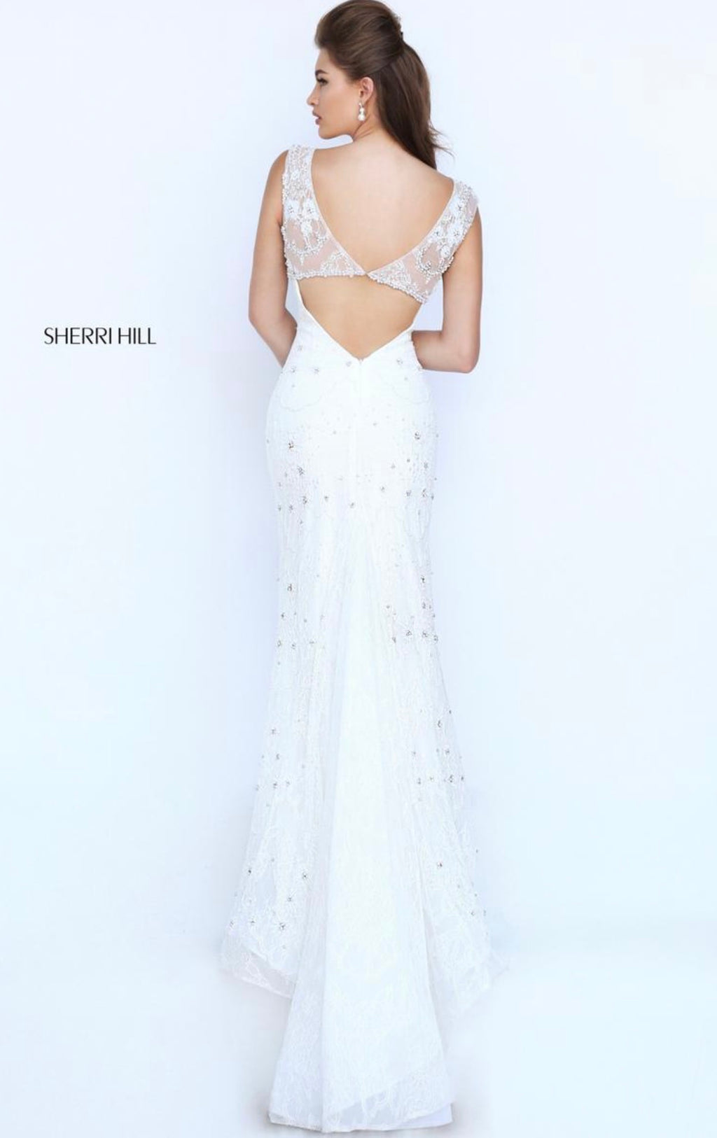 Sherri Hill Style 50069 Ivory Lace Mermaid Bridal Gown Size 2