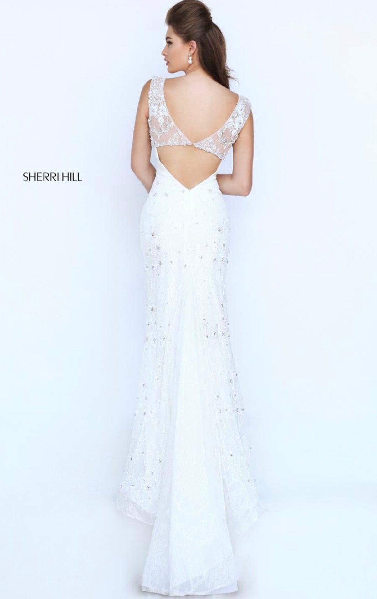 Sherri Hill Style 50069 Ivory Lace Mermaid Bridal Gown Size 2