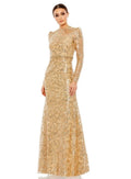 Mac Duggal 68011 Gold Embellished High Neck Gown Size 4 $698