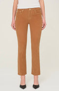 DL1961 Mara Straight Leg Mid Rise Instasculpt Corduroy Ankle Jeans in Vicuna Sz 26 $219