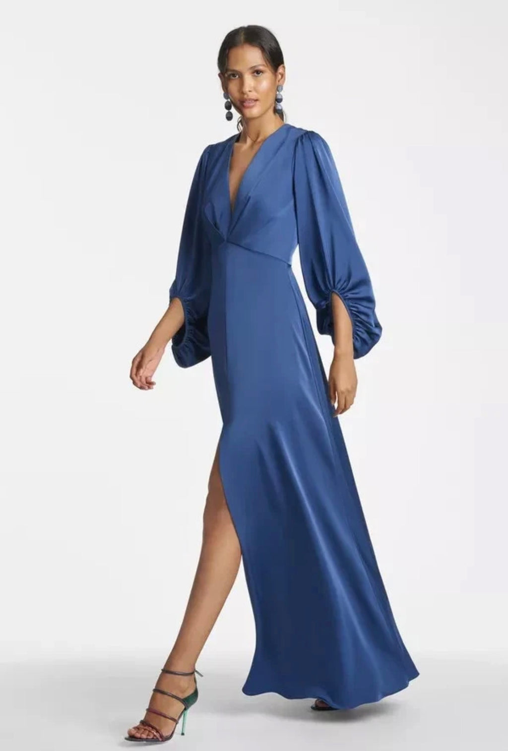 Sachin & Babi Jenny Satin Crepe Gown in Washed Indigo Size 4 $795