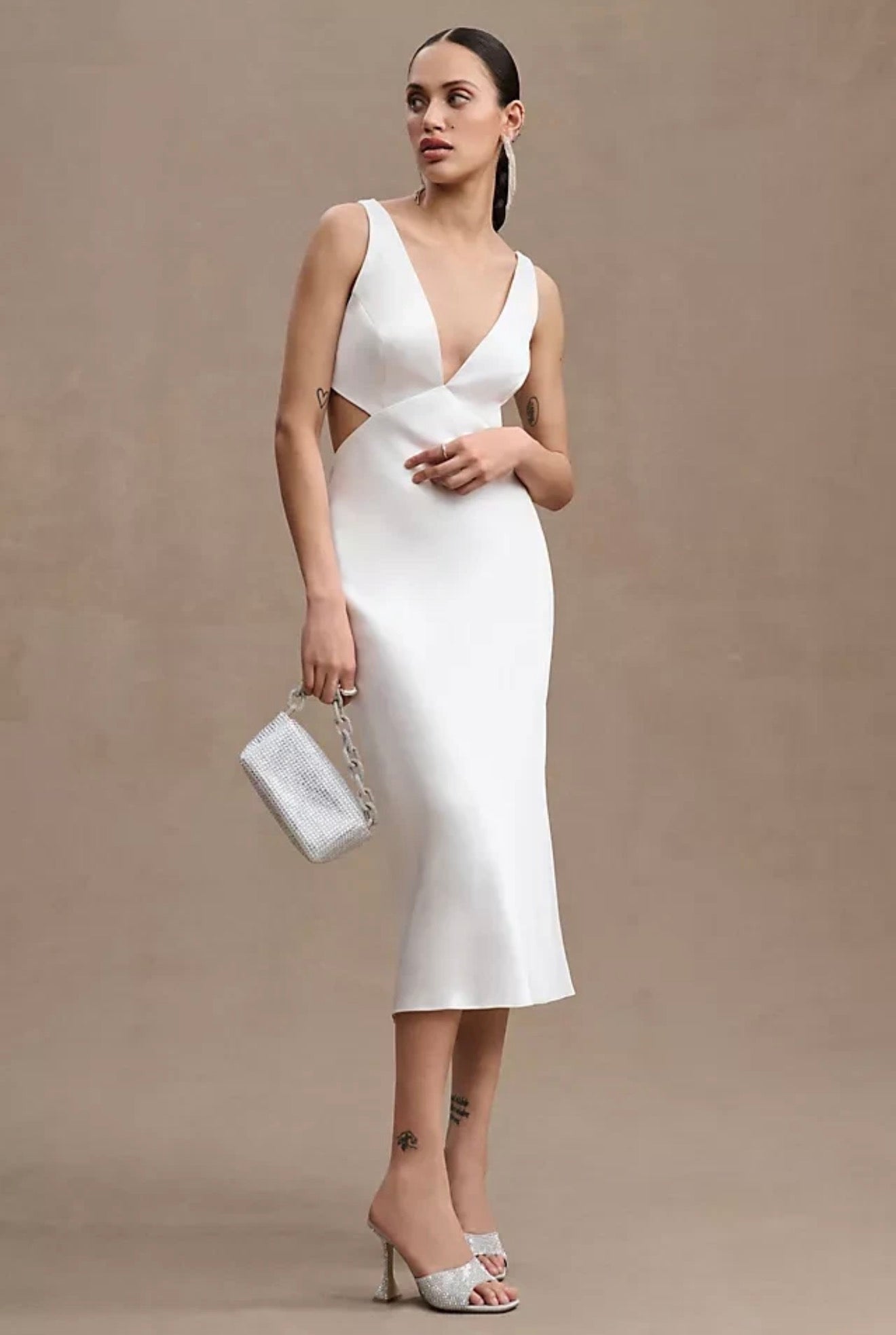 BHLDN Sachin & Babi Sierra Satin Midi Dress White Size 6 $250