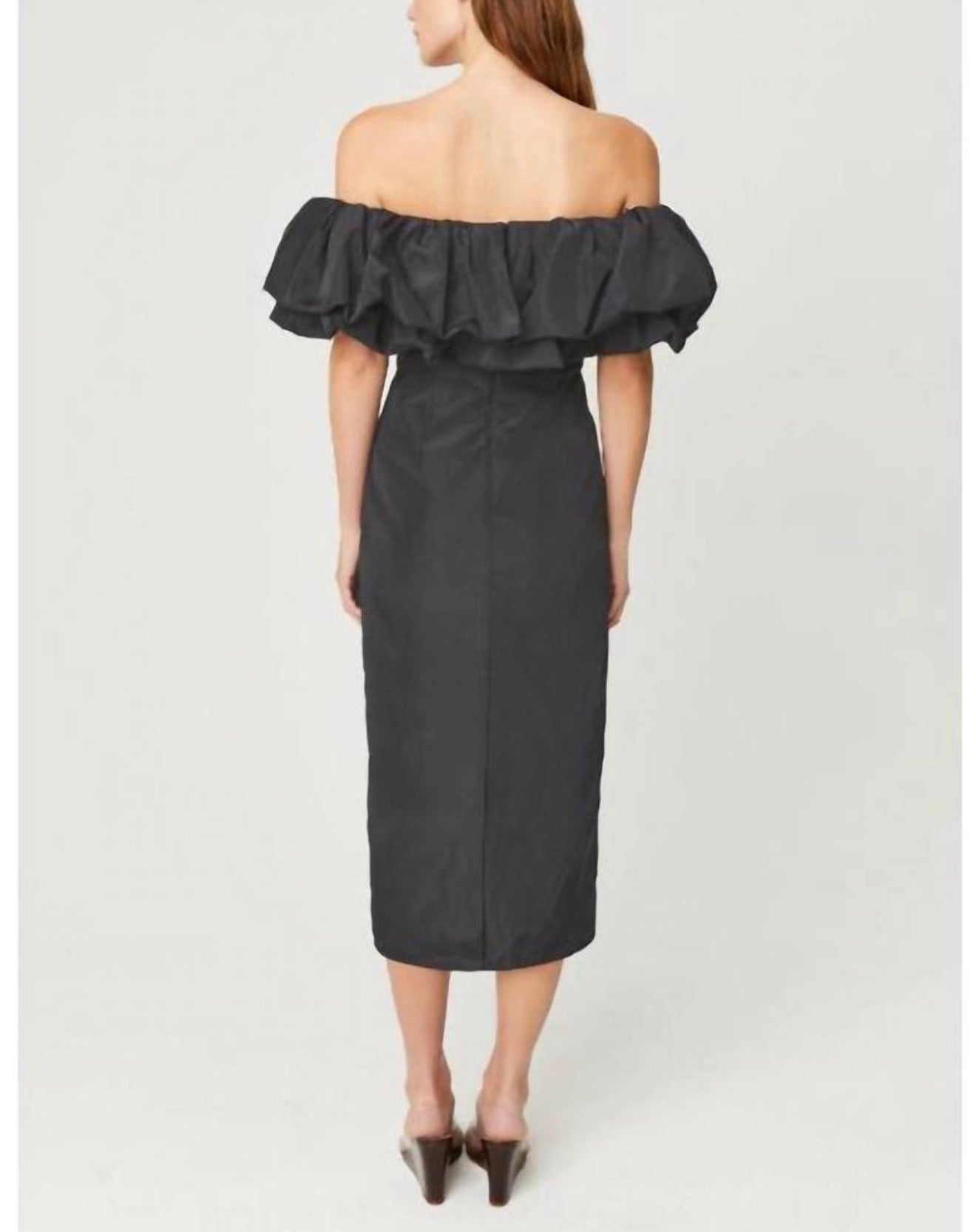RHODE VIOLA OFF THE SHOULDER BLACK MIDI
DRESS SIZE 10 $595
