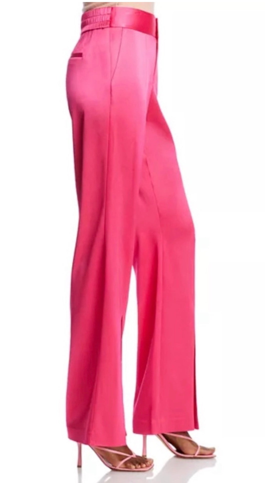 ALICE + OLIVIA Jody Satin High
Waist Slit Front Pants Pink Sz 8 $395