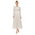 Dress the Population White Embellished Tea-Length Midi Dress Size Small