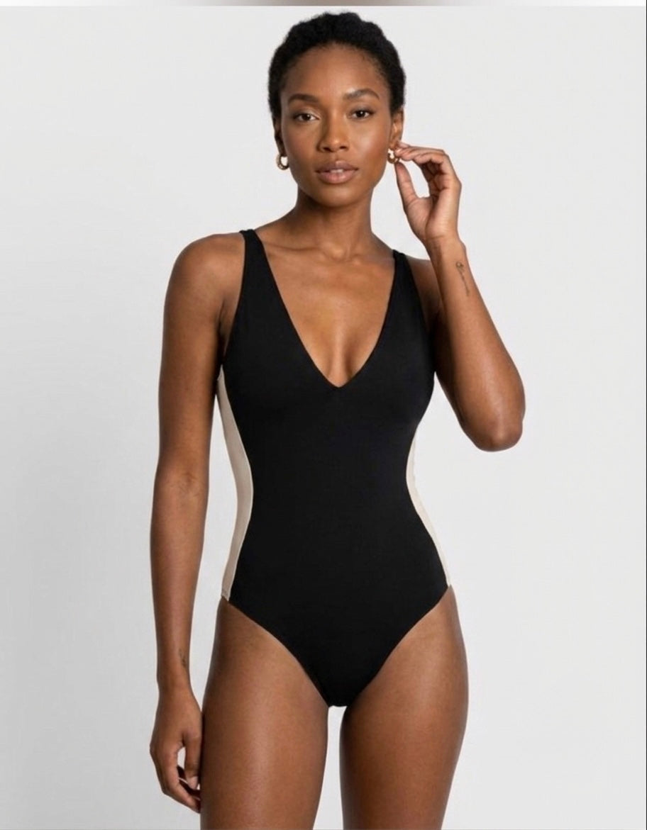 TA3 Plungey Contour Black Oat Sculpting One Piece Swimsuit