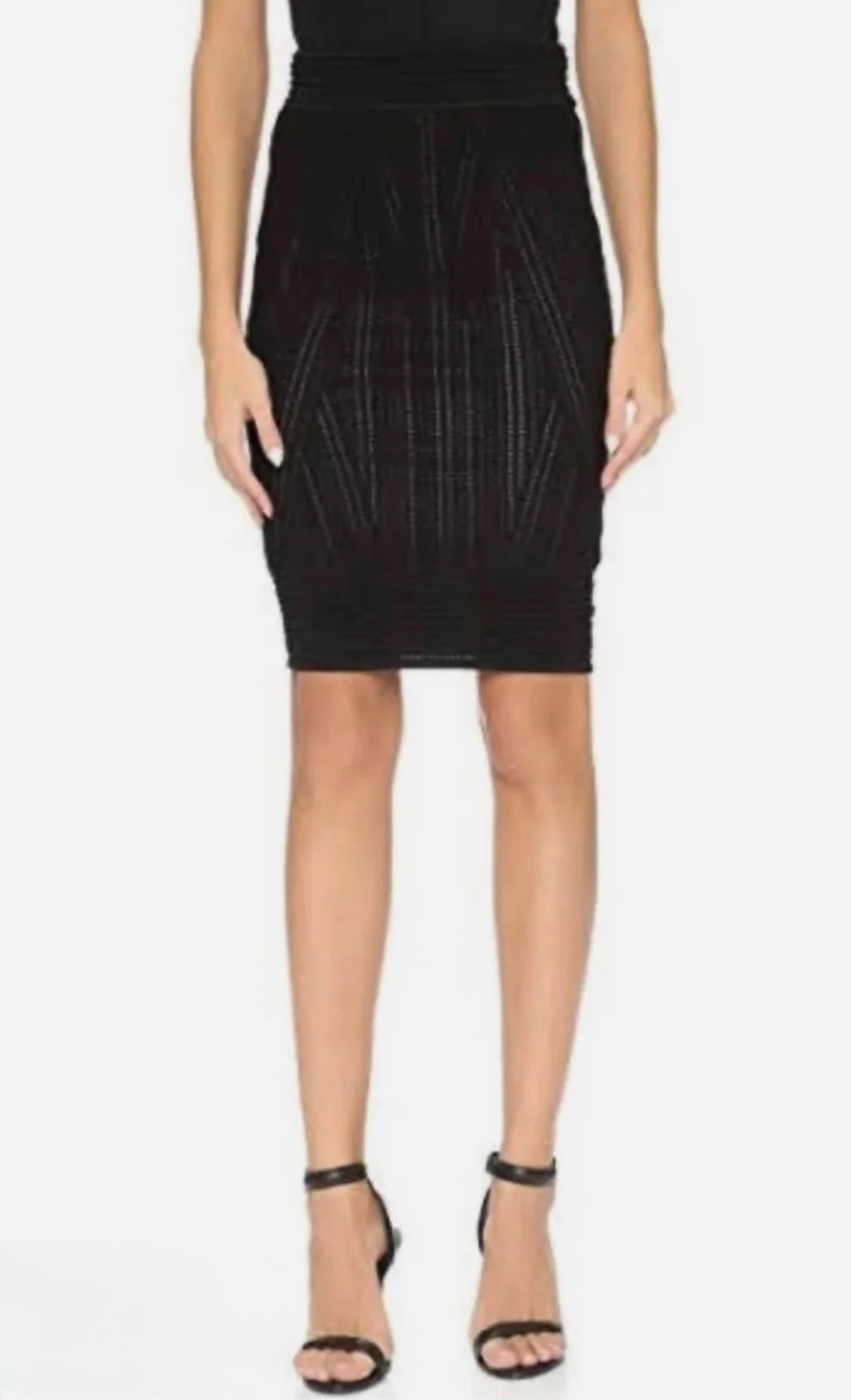 Ronny Kobo Dashee Military Pointelle Black Bandage Skirt Sz Medium $398