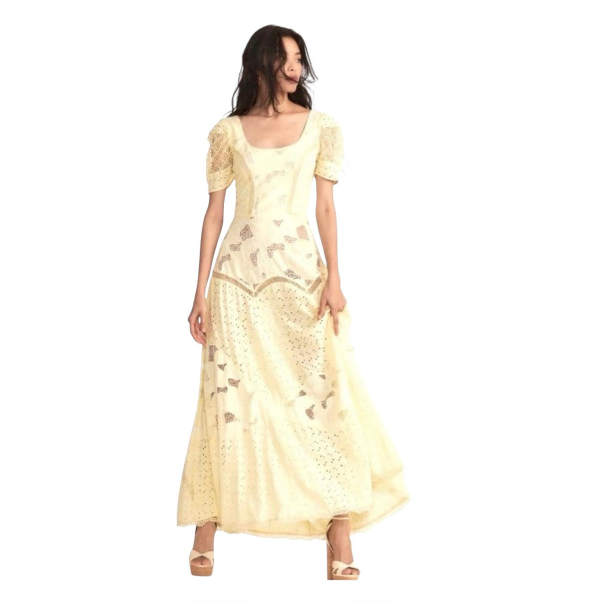 LoveShackFancy Nella Eyelet
Patchwork Maxi Dress Sz 2