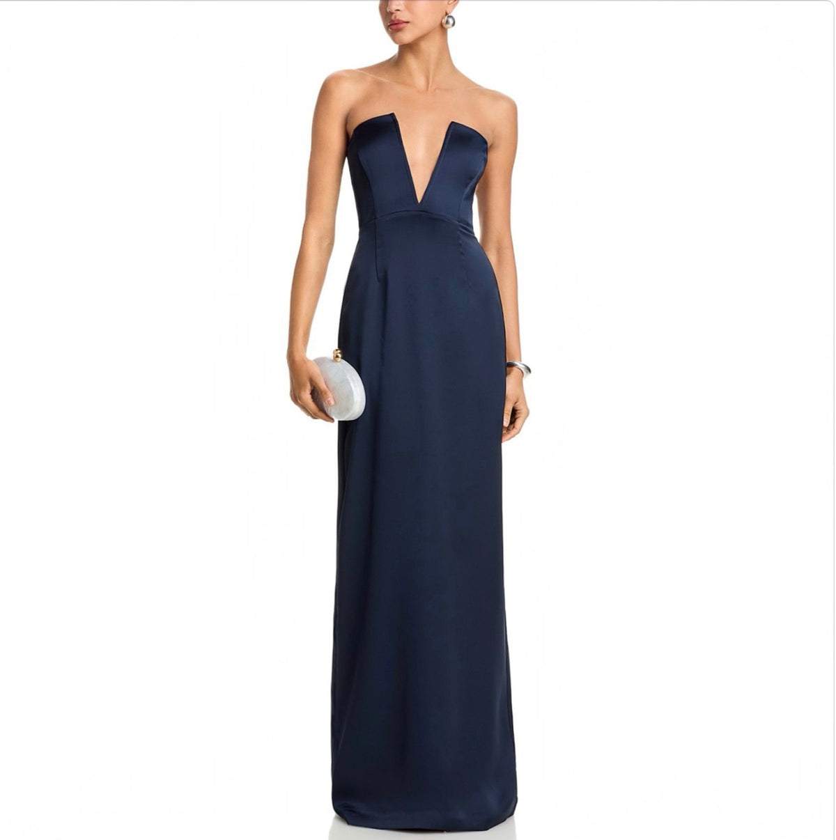 RAMY BROOK Raquel V-Neck Strapless Gown Navy Size 8