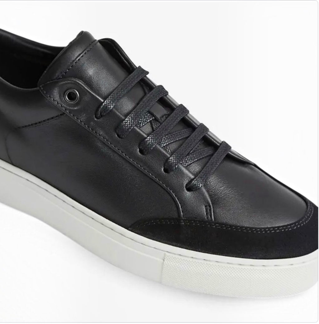 Reiss Women’s Ashley Low Top Leather Sneaker - Black Sz 9